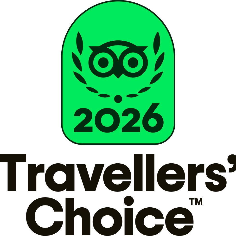Tripadvisor Travellers’ Choice 2026 badge with owl and laurel icon in green and black