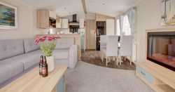 Lounge with sofa and fireplace in view