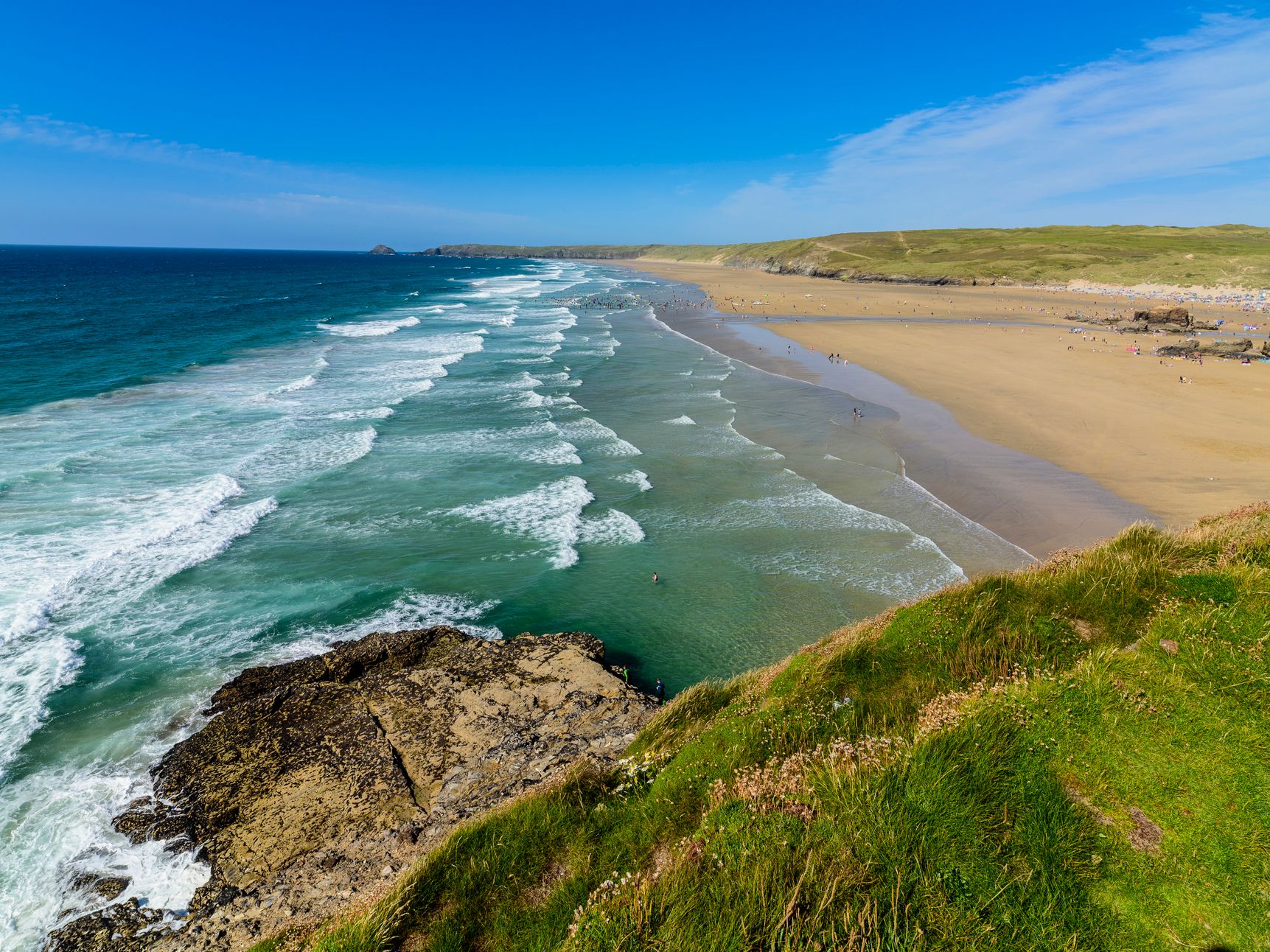 Perranporth beach taken from the south end of the bay.
