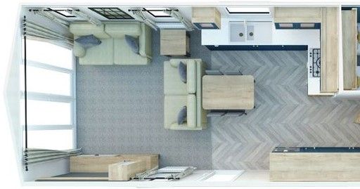 Top-down view of the Gainsborough floorplan showing living, dining, kitchen, bathroom, and bedrooms.
