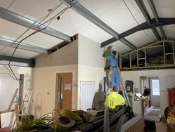 19/12/2024 High level plasterboard being installed.