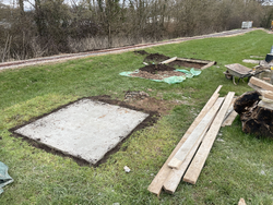 13/03/2025 the last of the hard standings for the picnic tables being prepared.