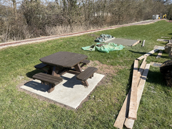 20/03/2025 The last of the concrete pads cast for the picnic tables.