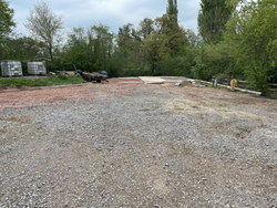24/04/2025 The end of the car park cleared to make additional car parking spaces, with the pads for the containers all ready for the big move.