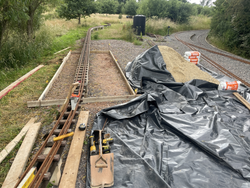 26/06/2025 The shuttering put in place to make the first part of the platform for the raised level track.