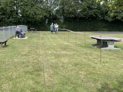 26/06/2025 The portable track laid in the West Buckland village hall sports field ready for the village fete this Saturday.