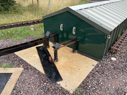 31/07/2025 The new doors for the raised track carriage shed painted and secured.