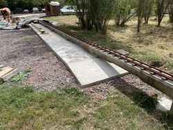31/07/2025 The raised track platform viewed from the opposite end with the ramp already in place.