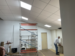 28/8/25 The installation of the suspended ceiling in the club house proceeding.