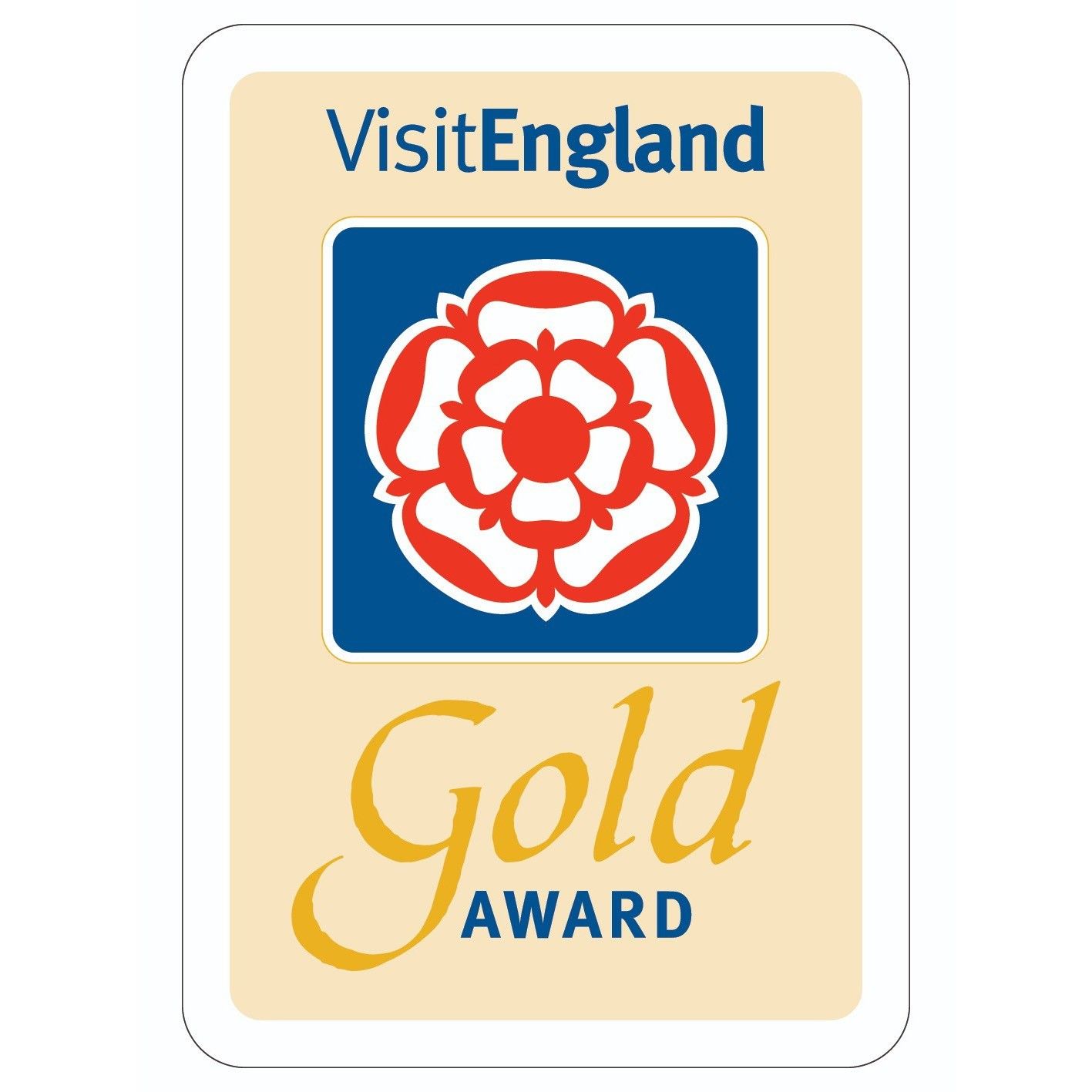 VisitEngland Gold Award badge featuring a red rose emblem and bold text.