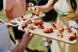 Canapes on wooden board
