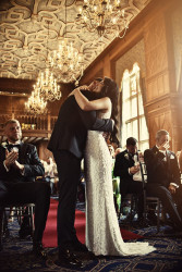 Bride and groom in ceremony room