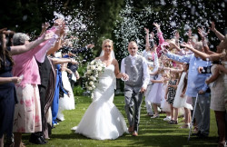 bride and groom confetti
