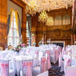 Tables set up in great hall