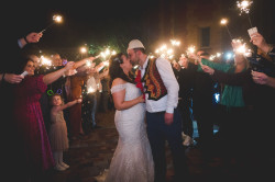 bride and groom sparklers