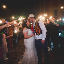 bride and groom sparklers