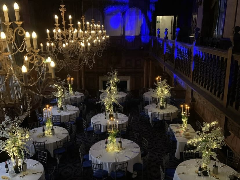 Tables set up for an event