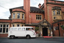 hotel entrance with camper van