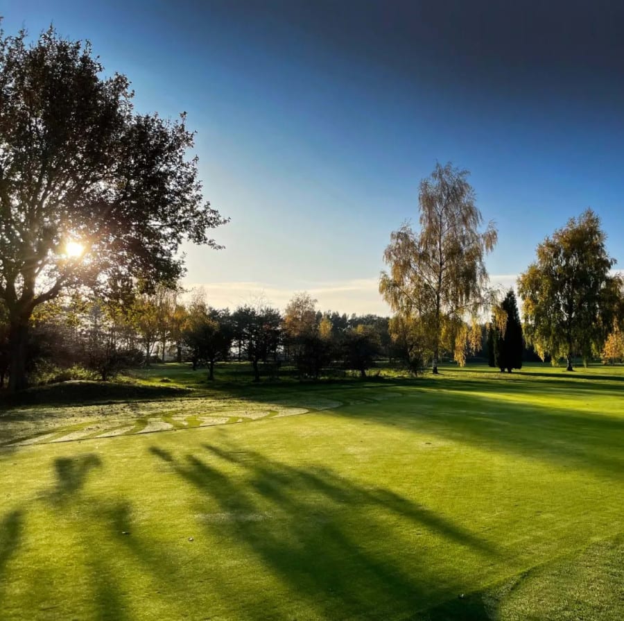 morning sun over golf course