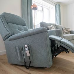 Recliner chair with remote control in a modern living room