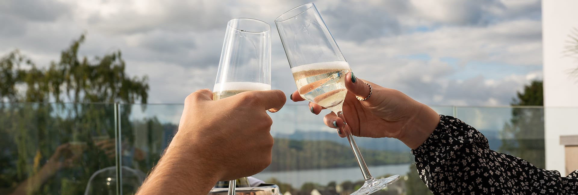 Champagne glasses with a view