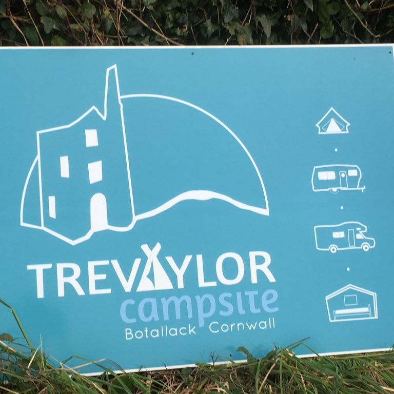 Sign for Trevaylor Campsite in Botallack, Cornwall