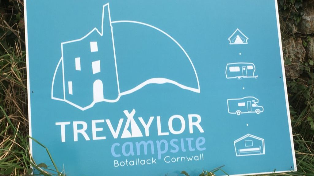 Sign for Trevaylor Campsite in Botallack, Cornwall