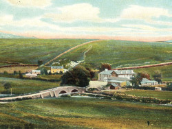 Old postcard showing the Two Bridges Hotel