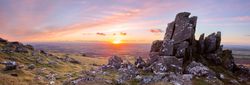 A Dartmoor tor at sunset