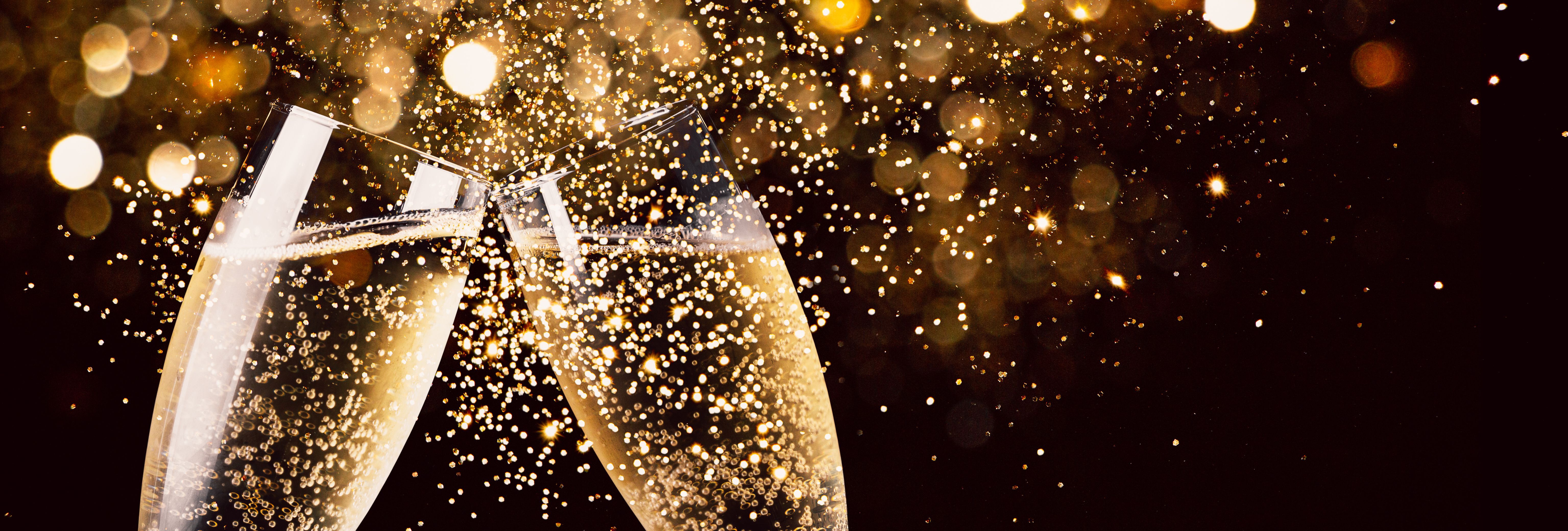 Champagne glasses for new year toast