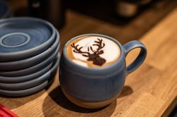 Cappuccino with hart in chocolate powder