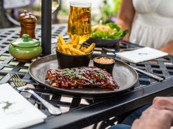 Barbecue ribs and chips