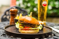 Burger and chips