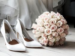 Wedding shoes and flowers