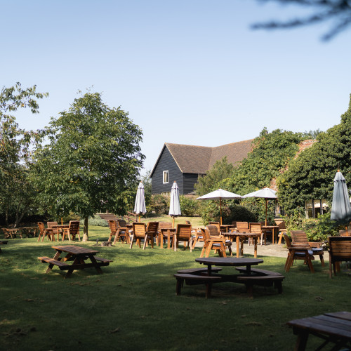 The White Hart Essex Garden with picnic benches
