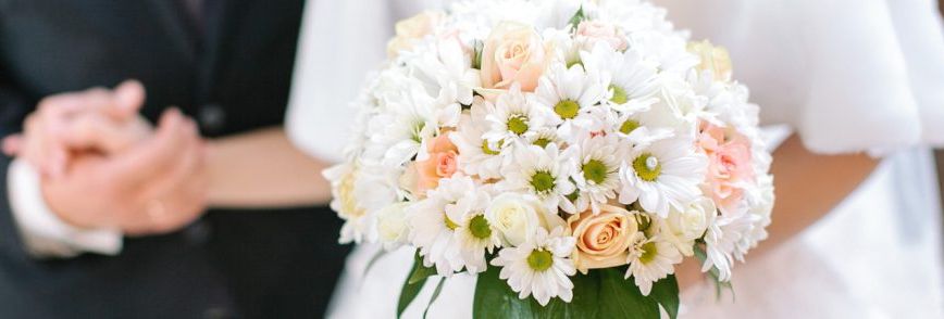 Bride holding wedding bouquet