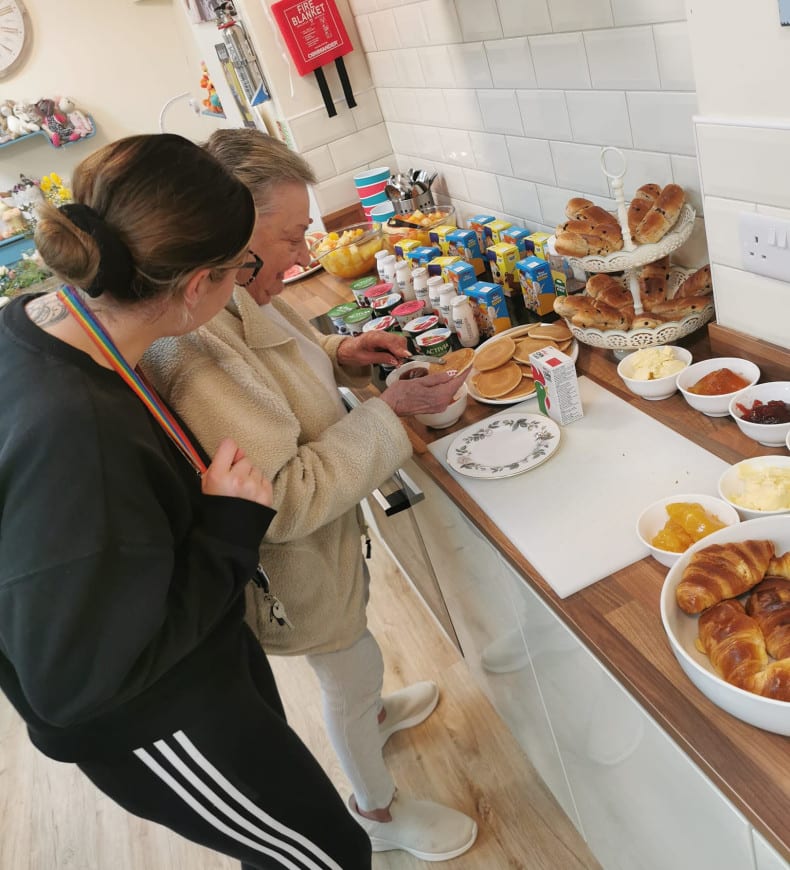 Lady eating Breakfast