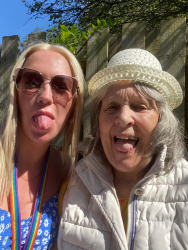 Ladies poking their tongues out