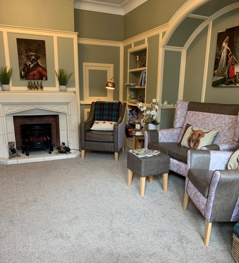 Care home main lounge with comfy chairs