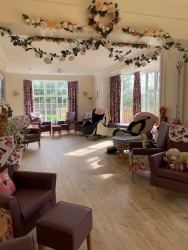 Care home lounge with activities