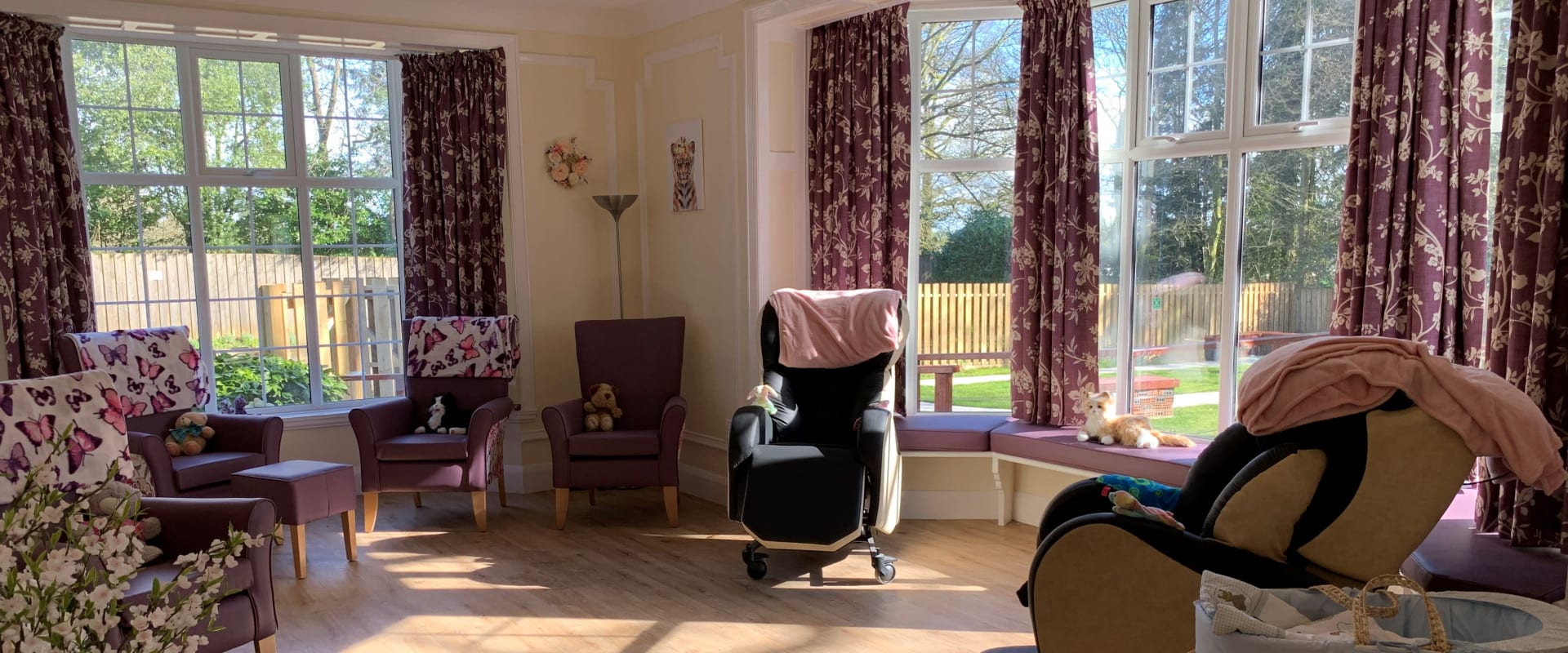 Care home lounge with activities