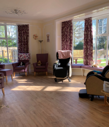 Care home lounge with activities