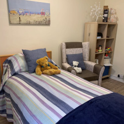 Bedroom with Stripey Bedding