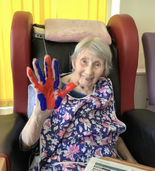 Lady with painted hand