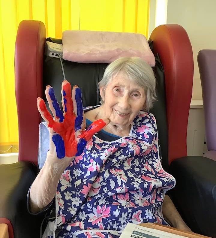 Lady with painted hand