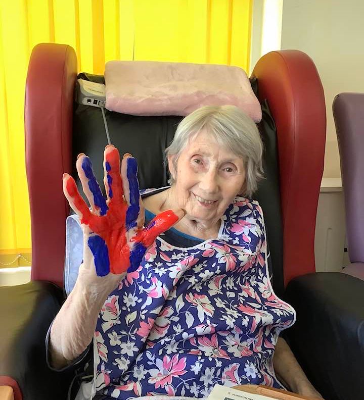 Lady with painted hand