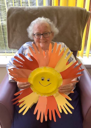 Lady with a craft she made
