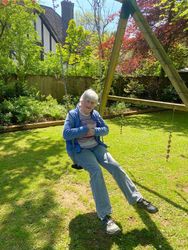 Enjoying the garden swings in the sun