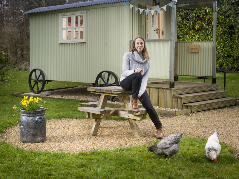 Ruth sat by the Snug Hut