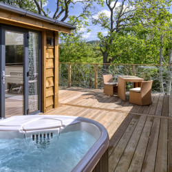 Hot tub in private decked area